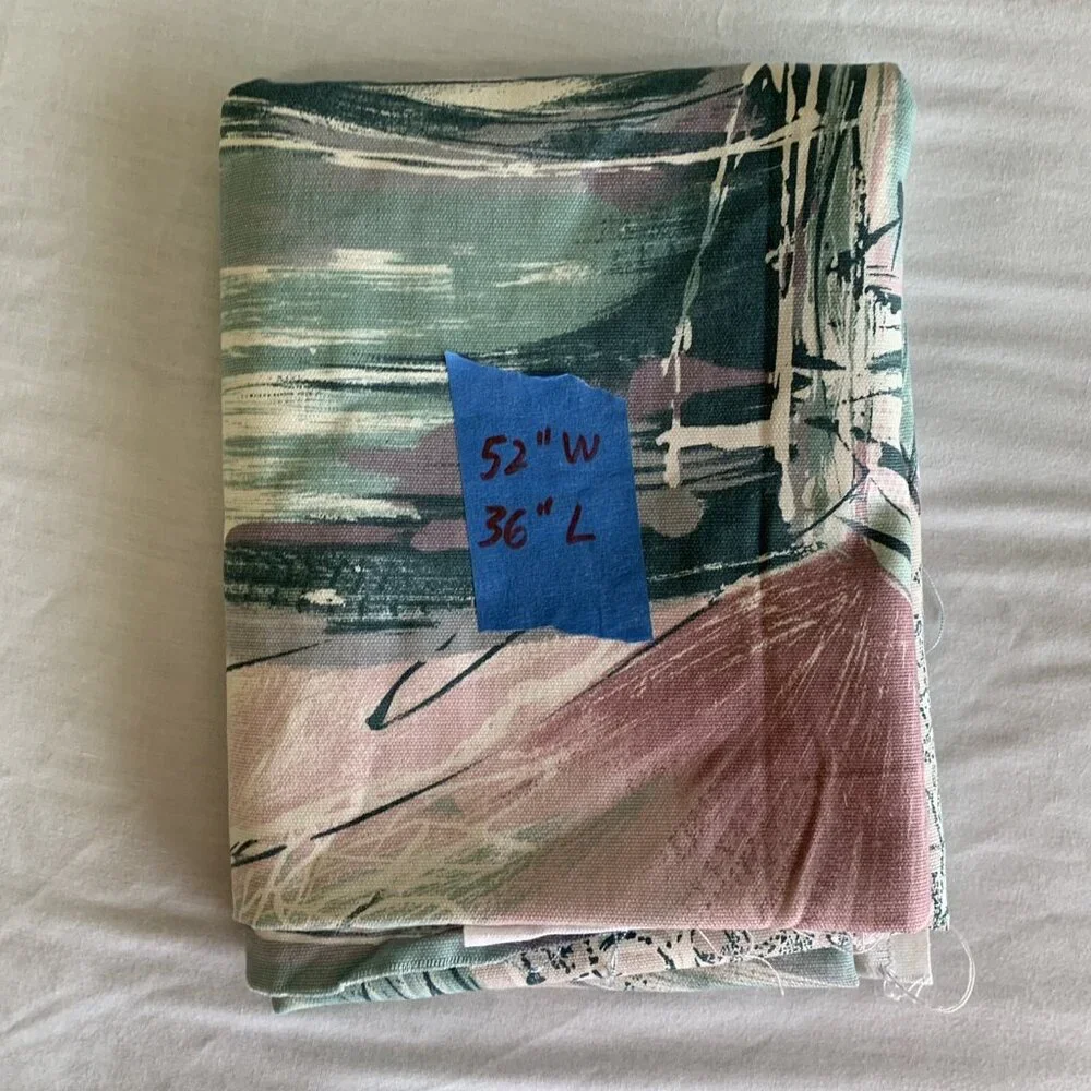 Interior Fabric Design Vintage Abstract Mauve Green Multicolor 1 Yard 52”W 36”L